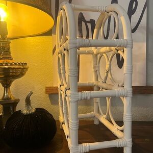 White Rattan Candle Holder